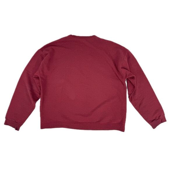 Burgundy Crew Neck Pullover Sweatshirt - Picture 4 of 7
